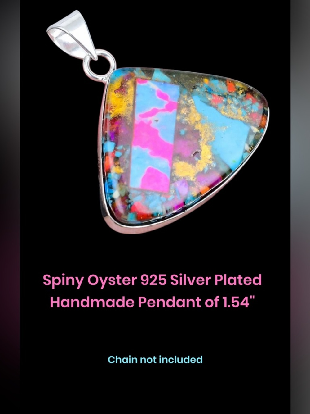 Spiny Oyster 925 Silver-Plated Multicolor Triangle Pendant